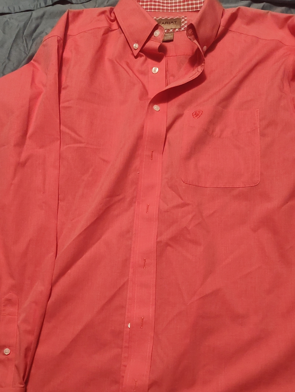 Ariat Men's Coral-Pink Long Sleeve Button-Down Shirt